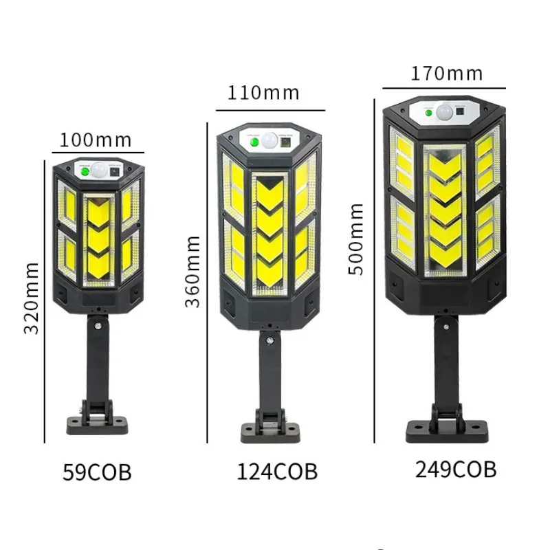 JVEE-luces solares COB para exteriores, lámpara LED con Sensor de movimiento, impermeable IP65, para jardín, patio, calle, pared, 59/124/249