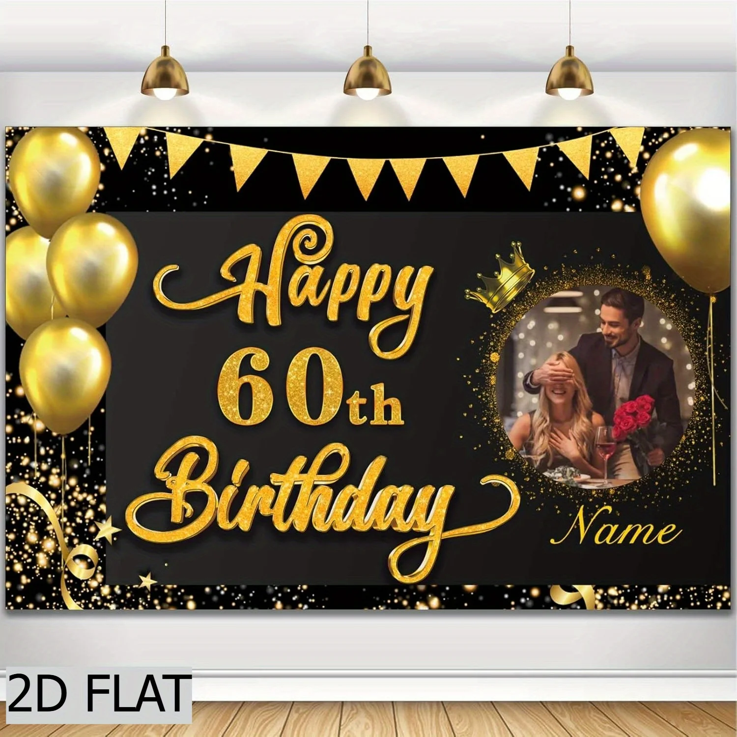 

Custom Happy 60th Birthday Decorations Banner -60 Years Old Birthday Decorations Backdrop Party Decorations Supplies