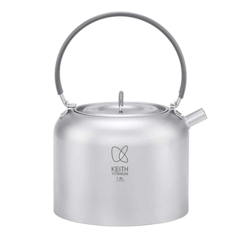 Keith Pure Titanium Kettle  1.5L Camping - Ultra Lightweight  Fast Boiling  Induction Cooker Compatible for Outdoor Hiking