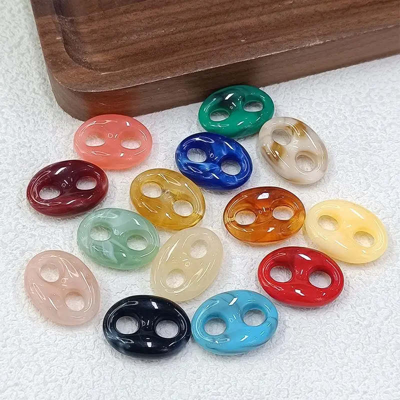 10Pcs 24x17mm Colorful Acrylic Geometric Beads DIY Necklace Bracelet Garment Bag Accessory Clasp Material