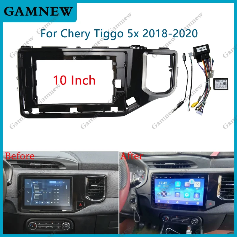 

10 inch Car Radio Fascias Frame For Chery Tiggo 4 4X 5X 2018-2020 Stereo Panel Wiring Harness Power Cable Adapter Canbus Decoder