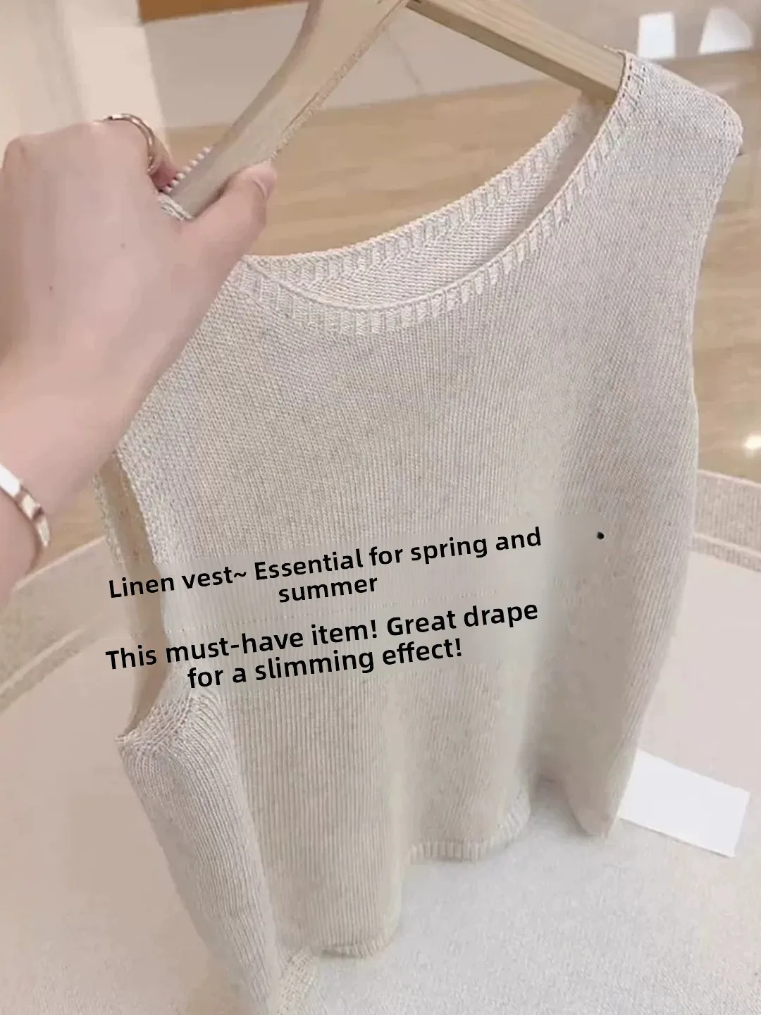 Ladies Summer Thin Knitted round Neck Vest Lazy Style Loose Fit Sleeveless Top Large Size Outerwear for plus Size Women