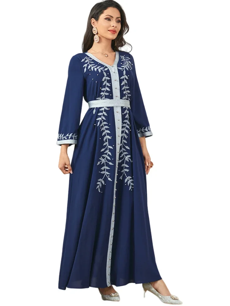 Morocco Muslim Robe Abaya for Women Party Embroidery Dresses Ramadan Dubai Abayas Kaftan Islam Arabic Eid Vestidos Jalabiya 2024