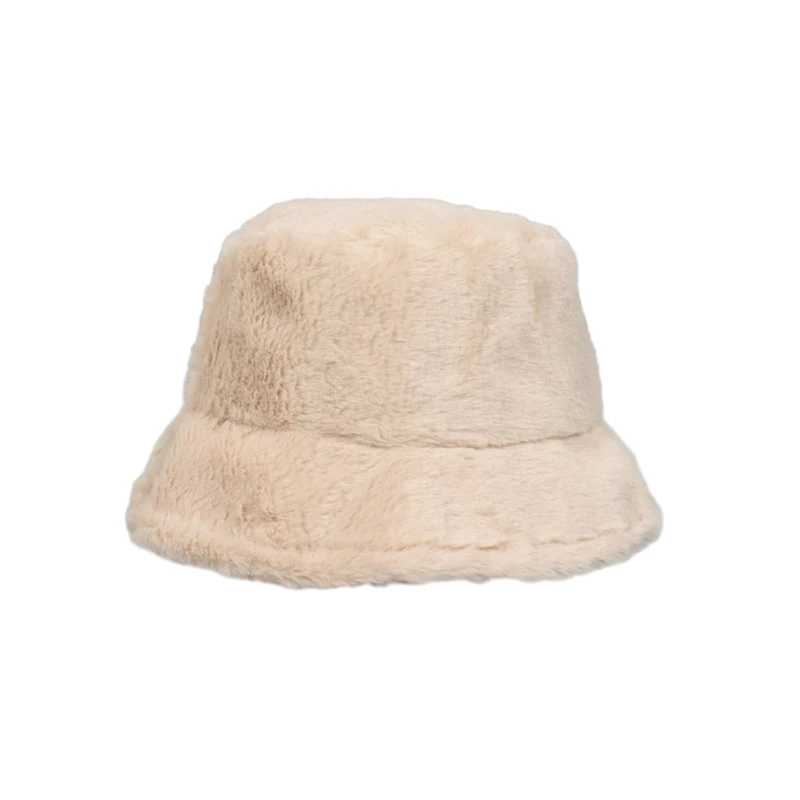 Plush Bucket Hats For Women Outdoor Thick Warm Panama Cap Solid Leopard Soft Faux Fur Lady Girls Fisherman Sun Hats Winter