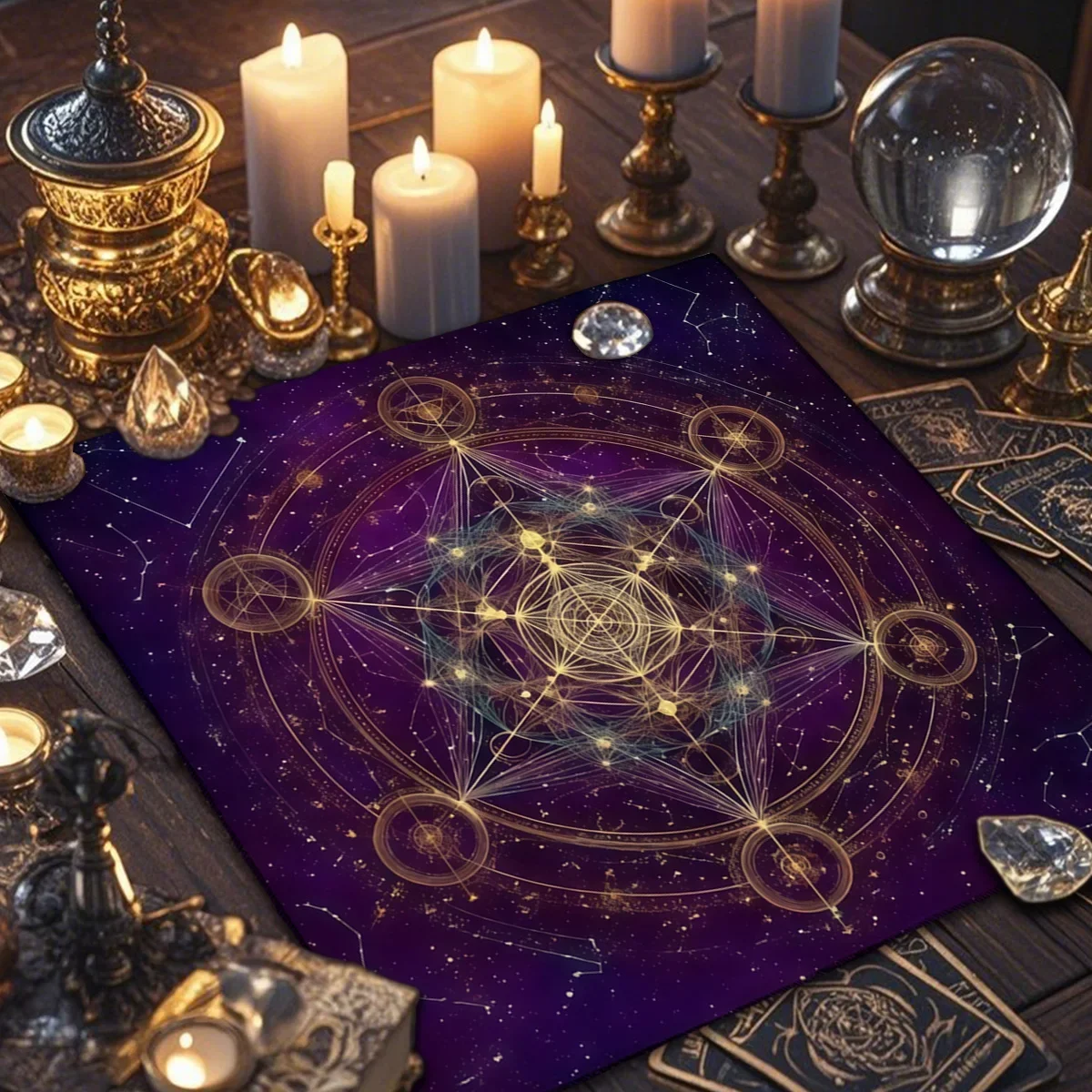 Six-Pointed Star Creative Tarot Tablecloth Tarot Enthusiasts Use It For Astrological Rituals Polyester Tablecloth Party Game Mat