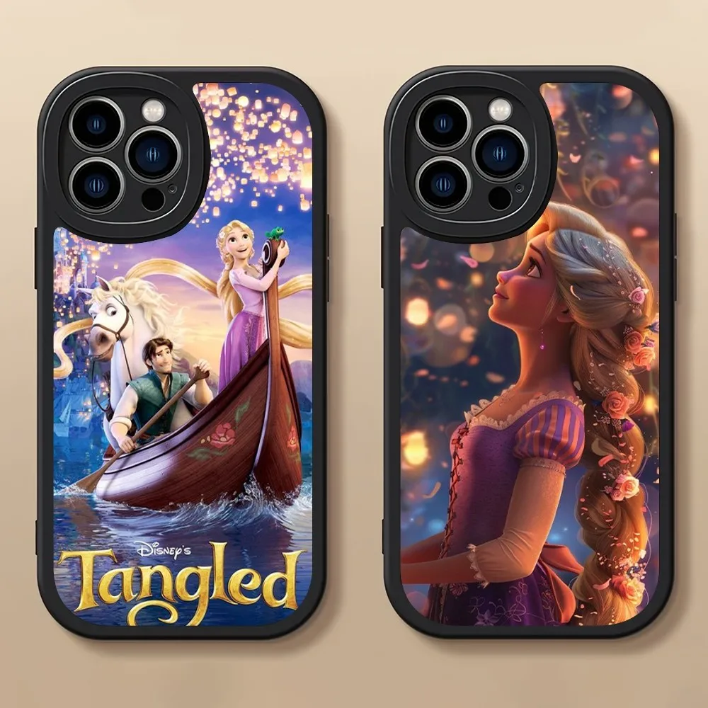 

MINISO Tangled Cartoon Phone Case For iPhone 14 15 11 12 13 X XR Pro MAX Plus Lens Protective Leather Soft Back Cover