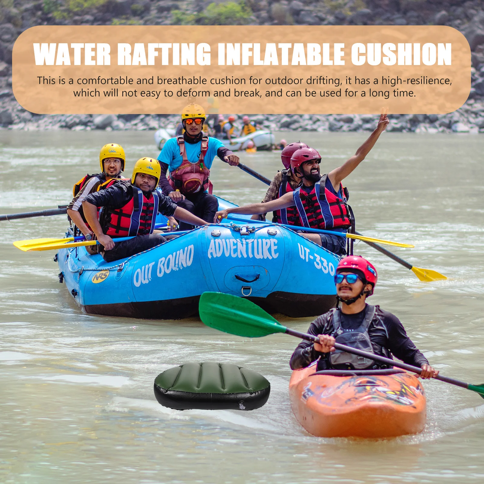 

Water Rafting Inflatable Seat Cushion Breathable High Resilience Boat Seat Pad Outdoor Drifting Cushion Portable Practical