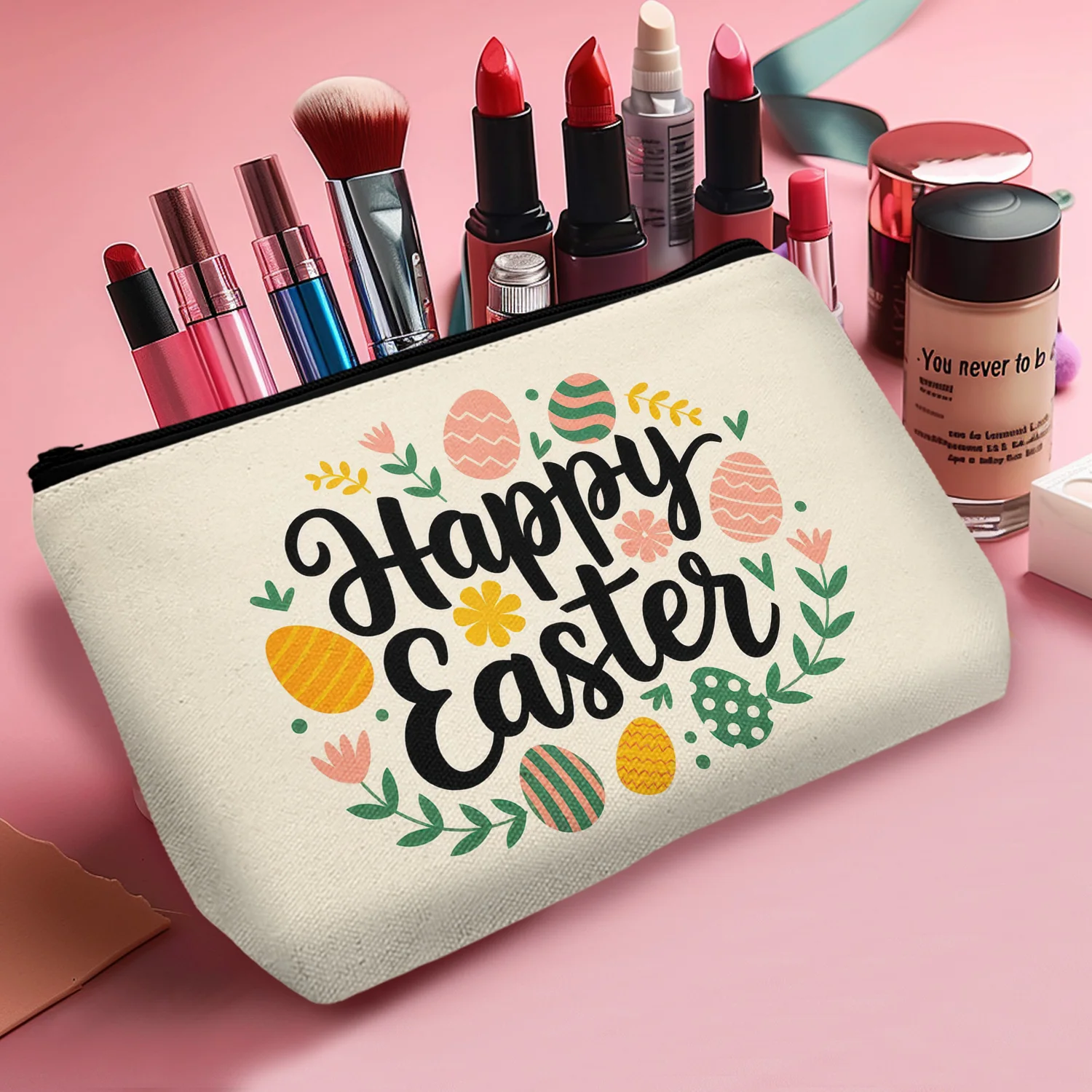 1Pc Happy Easter Clutch Bag Easter Egg Print Cosmetic Bag Portable Makeup Storage Pouch Beauty Birthday Gift 8.66X5.51Inch_a