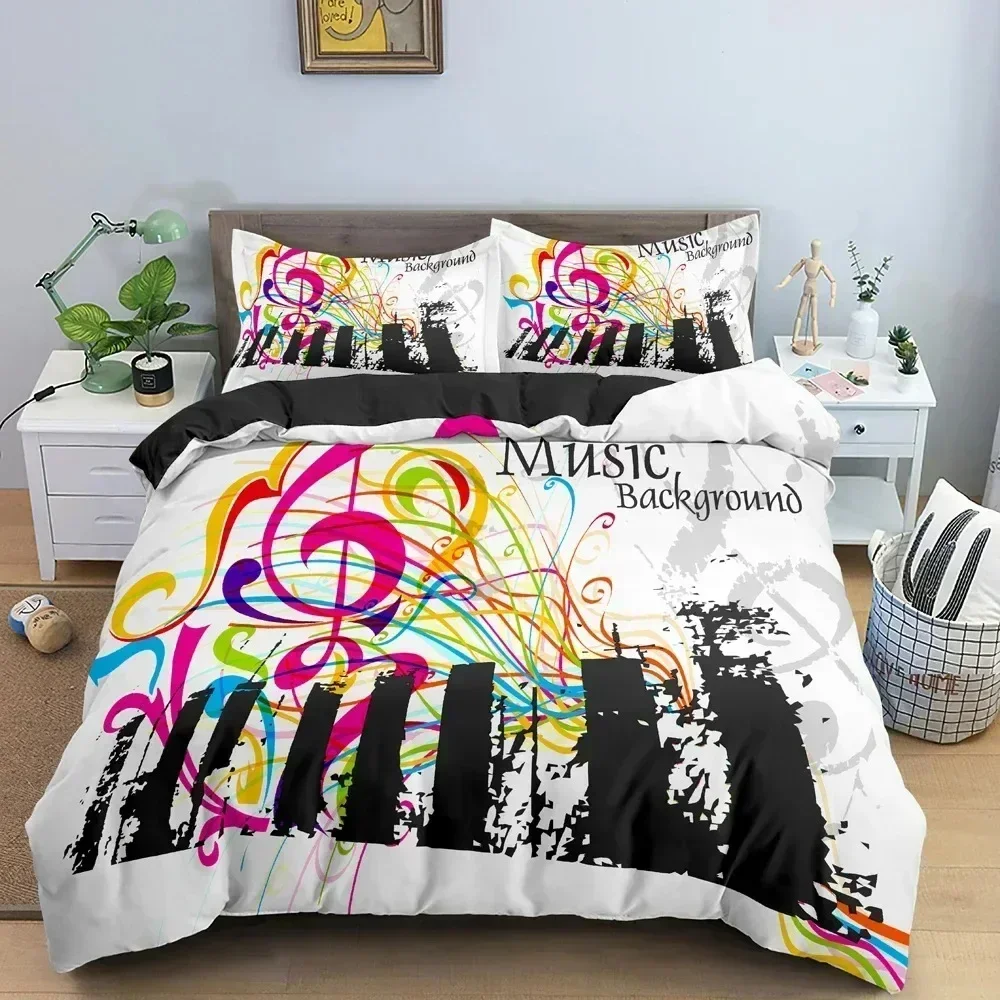 Piano Pattern Duvet Cover Musical Symbols Comforter Cover Bedding Set Modern Personality Full Queen King Size Bedclothes