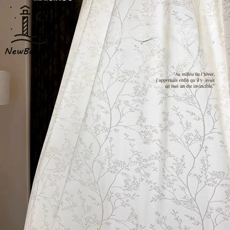 French Warp Knitted Mirror Veil Curtain Sun Protection Tulle Curtains for Living Dining Room Bedroom Custom Size Jacquard Decor