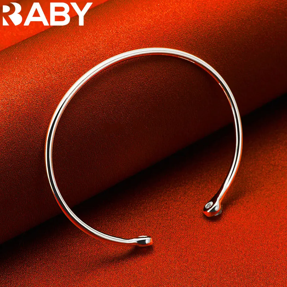 

URBABY 925 Sterling Silver Bangle Open Bracelet For Women Fashion Jewelry Elegant Classic Simple Party Birthday Gift