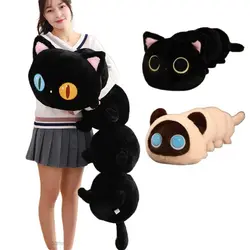 50/80/130cm Creative Cat Caterpillar Doll Plush Toy Stuffed Fluffy White Black Cosplay Long Animal Plushie Peluche Kids Gift