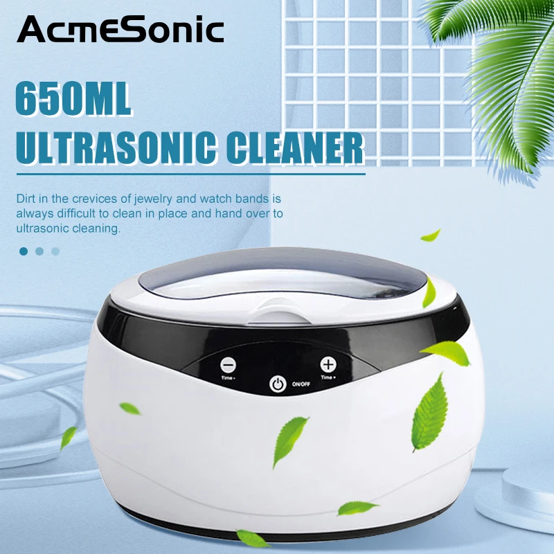 ACMESONIC Ultrasonic Cleaning Machine 650ml High Frequency Vibration Portable For Jewelry Glasses Toys Home Appliance