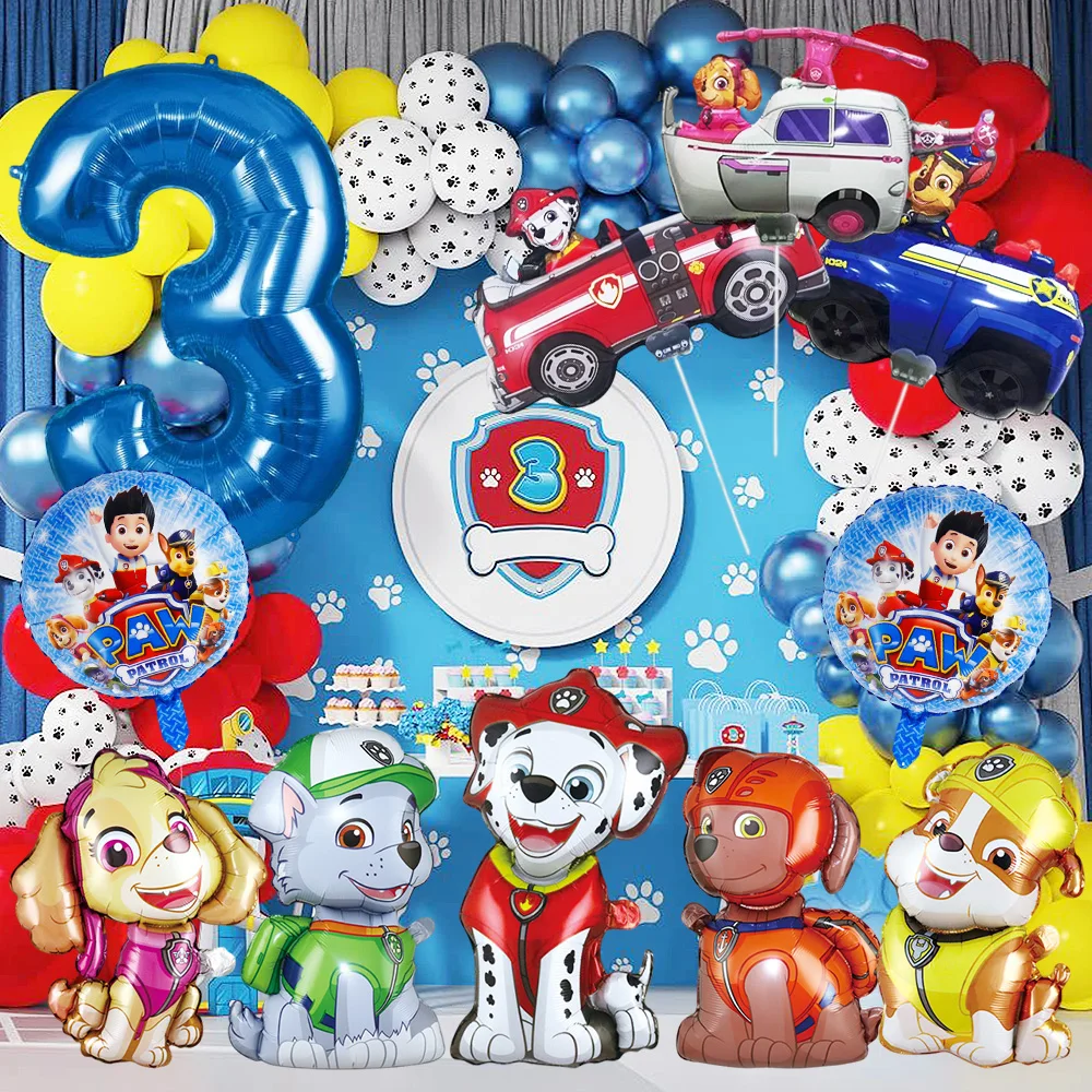 

Cartoon Series Birthday Balloon Set Number Paw Patrol Theme Inflatable Balloons for Arch Wreath Birthday Party Background Decor