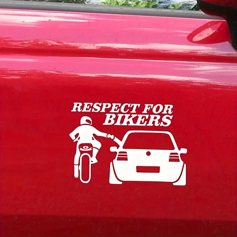 1pc Respect the Rider Car Sticker, Black, Durable Adhesive, Decal for Bikes and Vehicles, Humorous Door Handle