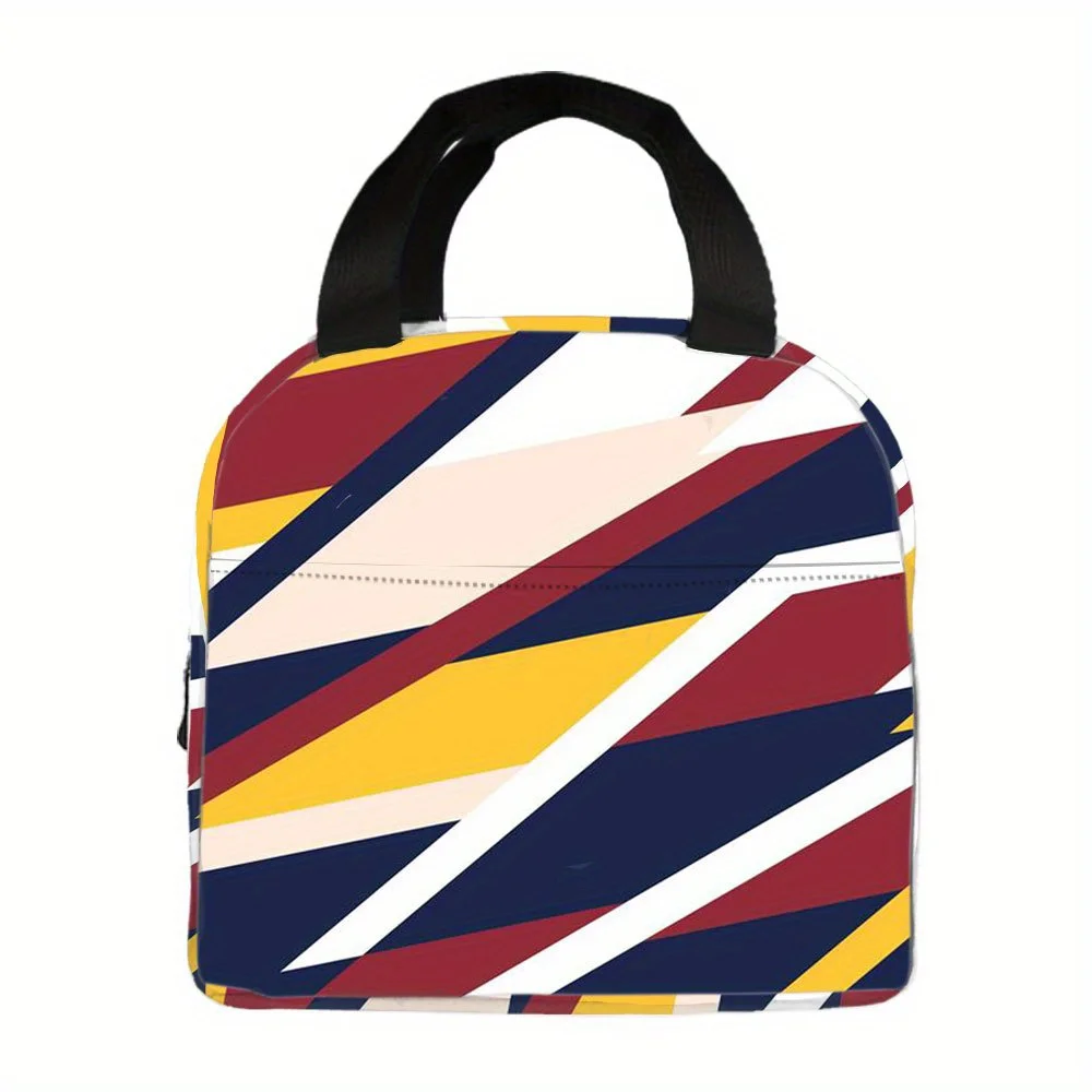 

Симпатичная изолированная сумка для обеда с цветочным принтом и боковыми карманами — компактная сумка для обеда из ткани Оксфорд 8x8x5 дюймов для поездок на работу