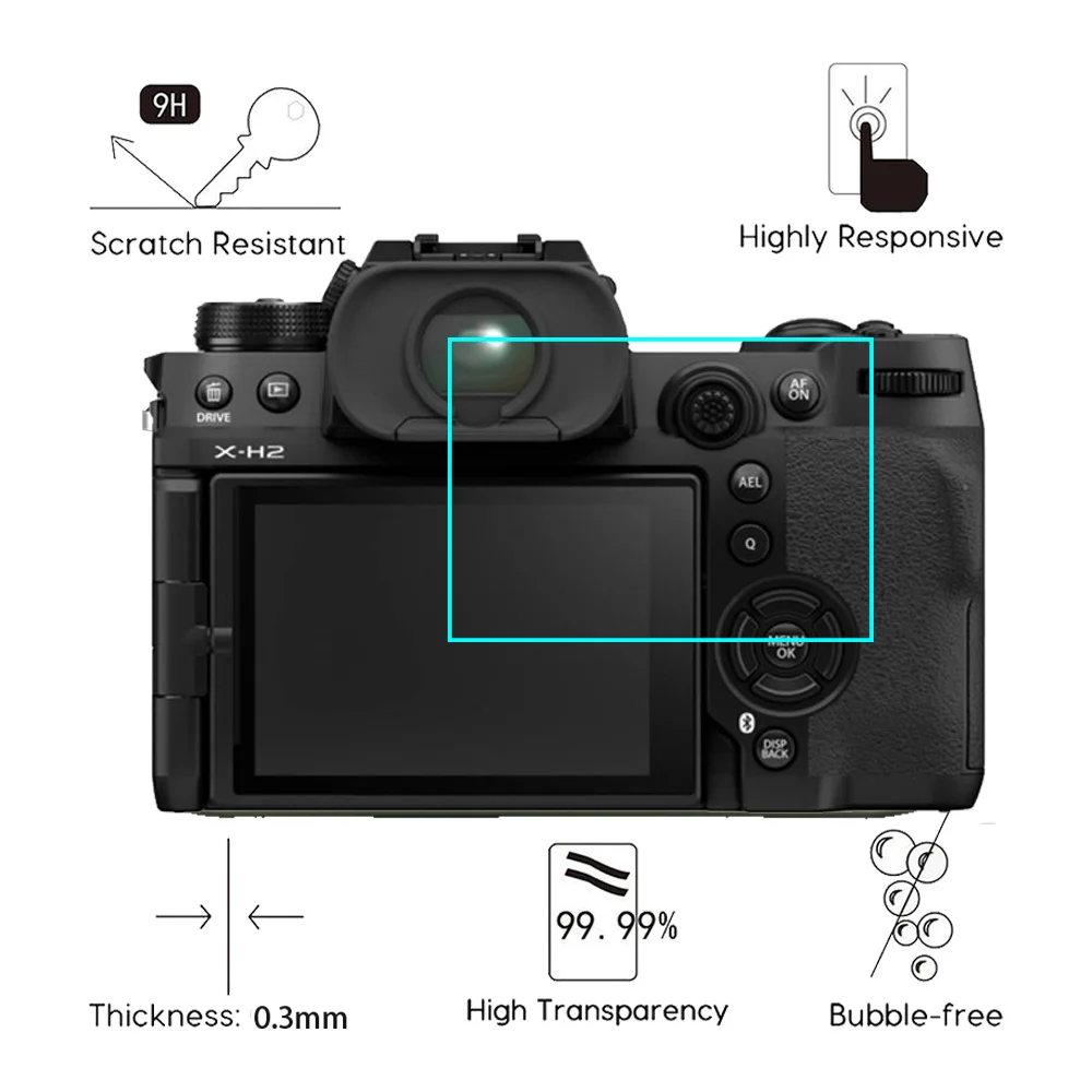 1PCS Camera Tempered Glass For FUJI X-H2 X-H2S X-H1 Xh2 Xh1 Xh2s Screen Protector  HD Clear LCD Protective Film Glass Cover