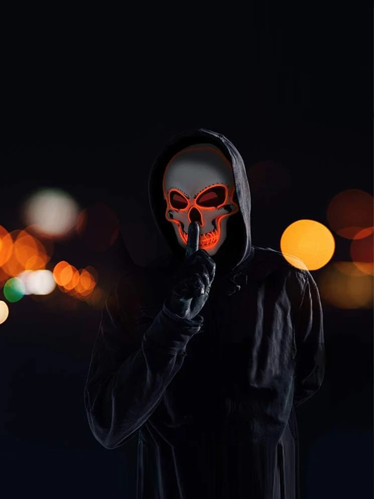 Fashion Horror Halloween Skull Mask LED Light Cosplay Costume Cosplay Mask Halloween Luminous Skull Mask Halloween Party image 4