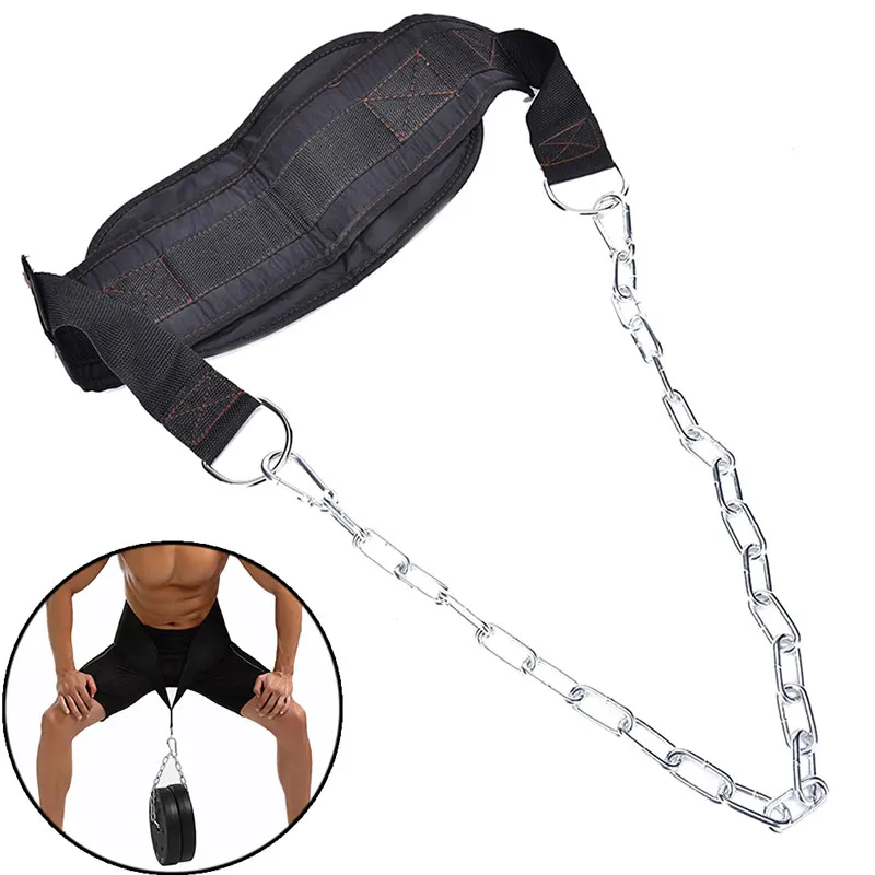 Weight Lifting Belt With Metal Chain Waist Strength Training Pull-up Gym Equipment Bodybuilding Musculation Exercise Fitness