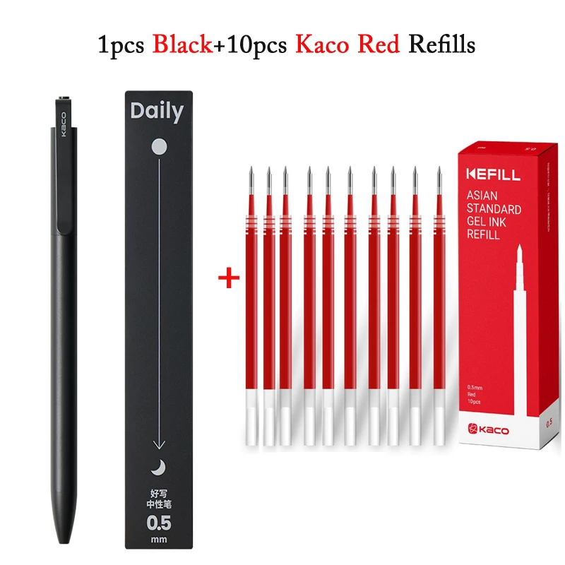 KACO Gelschreiber, Press-Signaturstift, Schreibwaren, Metall-Stiftclip, 0,5 mm, schwarze Tinte, schnell trocknend, großes Fassungsvermögen, 800 m, glattes Schreiben