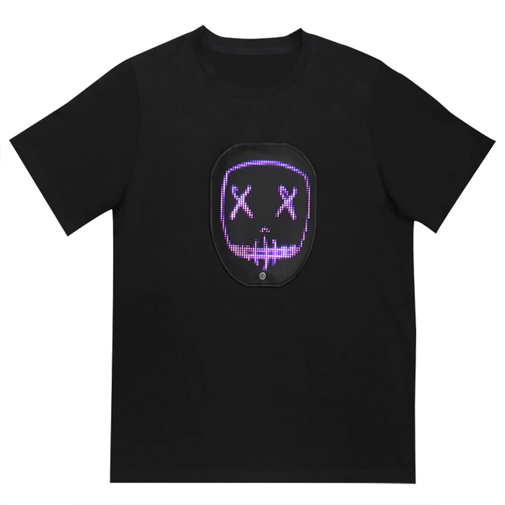 App Control Bluetooth Programmable Led T-shirt Full Color LED Luminous Clothing DIY APP Face Changing Advertising Shirt