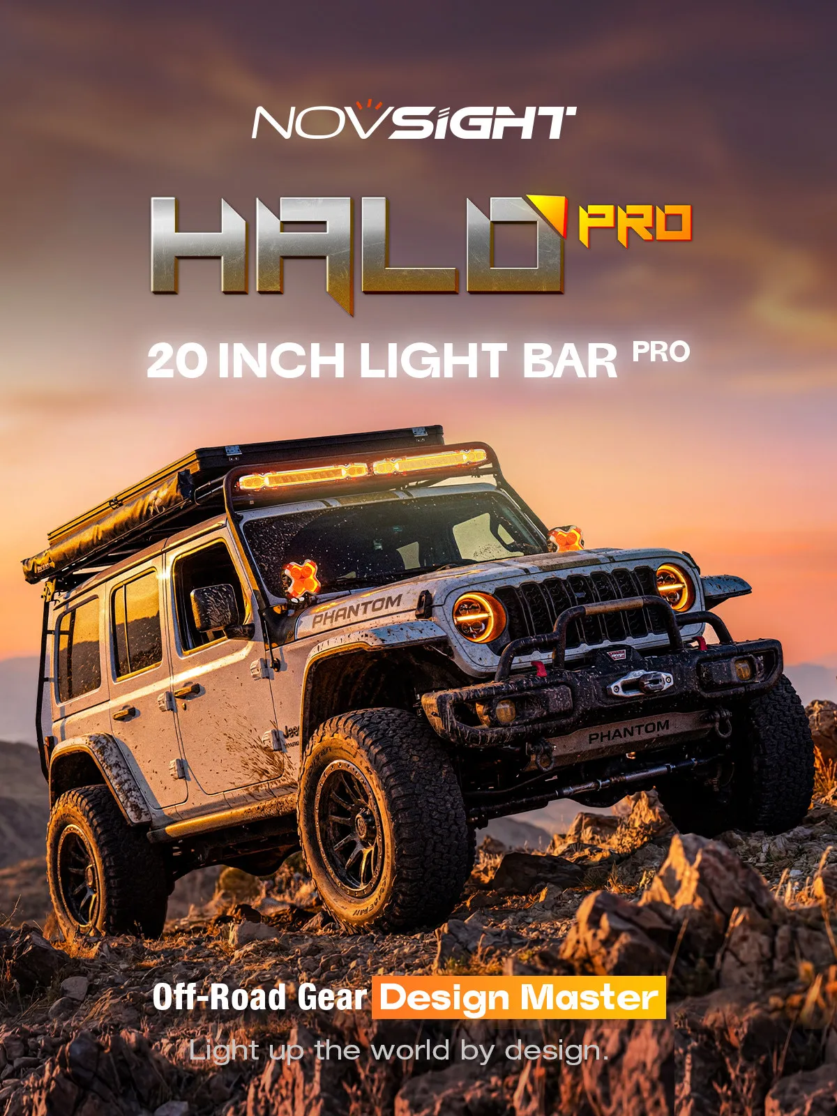 Halo Series 20In Long Strip Light Bar Colorful Flowing Daytime Running Light Outdoor Off-road Spotlight Driving Lamp+Floodlight