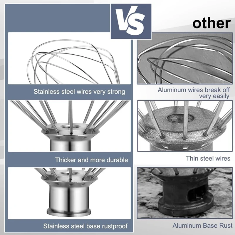 Accesorio para mezcladores, batidor de borde flexible, gancho para masa K45WW, látigo de 6 cables para Kitchenaid, piezas de batidora con cabezal inclinable de 4,5-5 cuartos