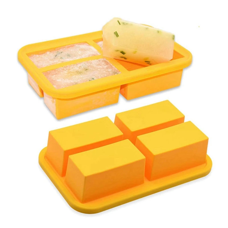 Cup Silicone Freezing Tray With Lid,2 Pc , Food Freezer Molds Freeze And Store Soup