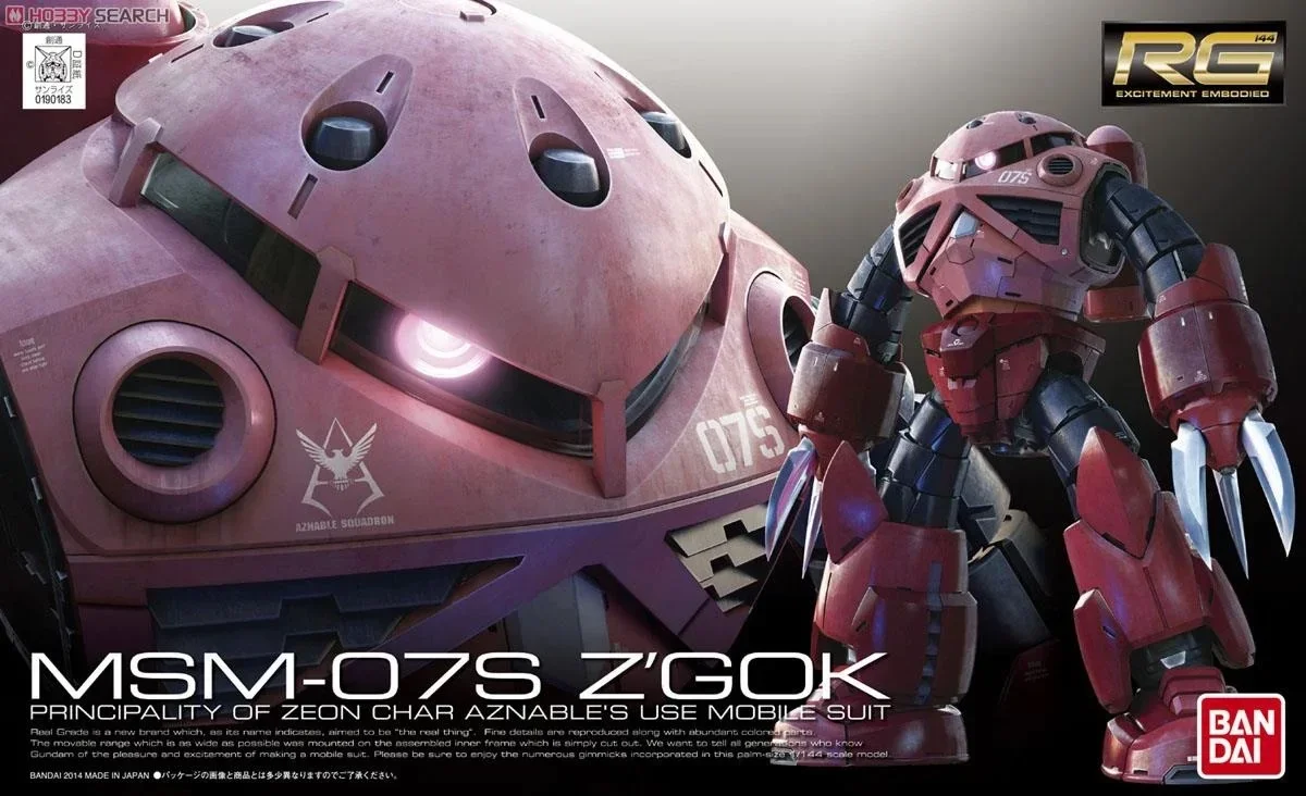 BANDAI 1/144 RG MSM-07S Char's Z'Gok Gundam 0079 Gunpla Model Kit Assembly/Assembling