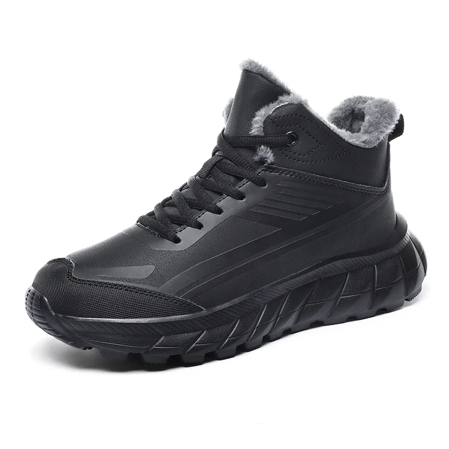 

Men Winter Warmth Platform Slippers Casual Sports Shoes Black Plush Autumn And Winter Outdoor Warm Slipper