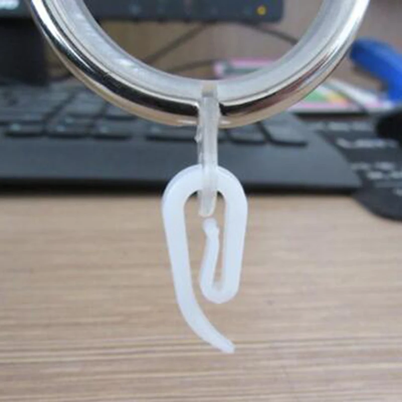 100/200pcs White Hanging Curtain Hooks Household Plastic Curtain Hooks Holder Window Hanger Curtain Poles Tracks Accessories
