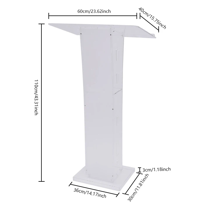 Acrylic Podium, Sloping Design for Document Viewing, Transparent, Durable, Easy to Install