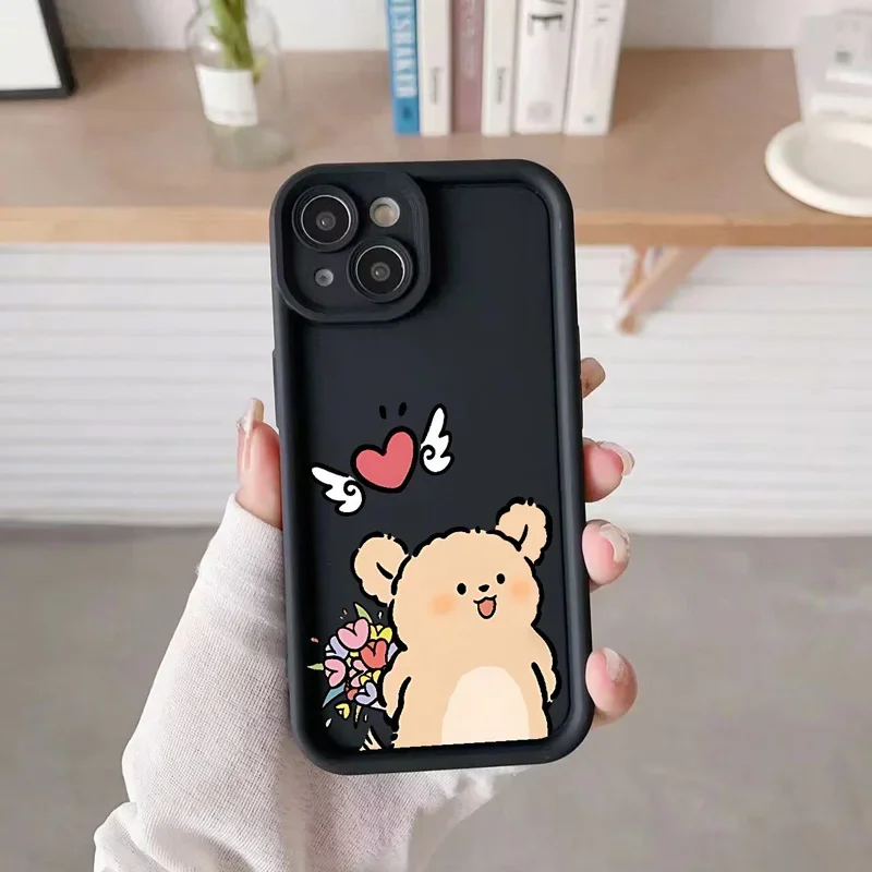Gourde لطيف الحب القلب الكلب الكرتون أنماط جراب هاتف آيفون 16 15 14 12 13 11 برو ماكس