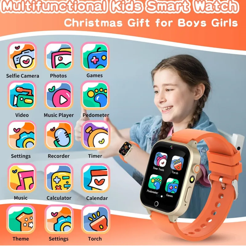 Kids Games Smartwatch for Age 5-12 Kids Gifts with 26 Games fun photo taking Music Player Pedometer Flashlight gaming watch