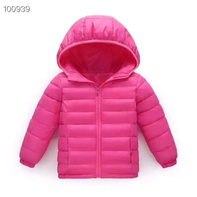 Autumn Kids Down Jackets Winter Boys Girls Thin Warm Outerwear Children Clothes Teen Solid Hooded Zipper Coats 2-12 Years