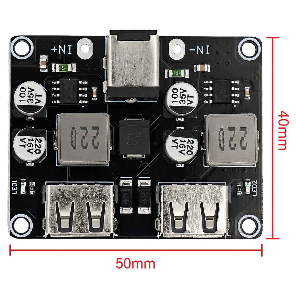 USB QC3.0 QC2.0 DC-DC Buck Converter Charging 2-Channel Step Down Module 6-32V 9V 12V 24V to Fast Quick Charger Circuit Board 5V