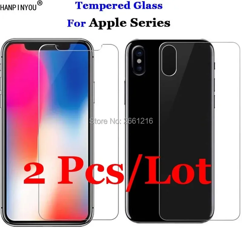 

2Pcs =(Front+ Back ) Tempered Glass 9H 2.5D Premium Screen Protector Film For Apple iPhone Xr XS Max 4S SE 5S 6S 8 Plus 8+ 7+ 6+