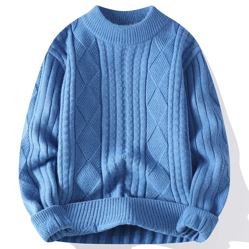 New Knit Pullovers Men Autumn Winter O Neck Loose Knitted Sweater Mens Fashion Long Sleeve Solid Color Casual Pullover Sweaters - Image 2