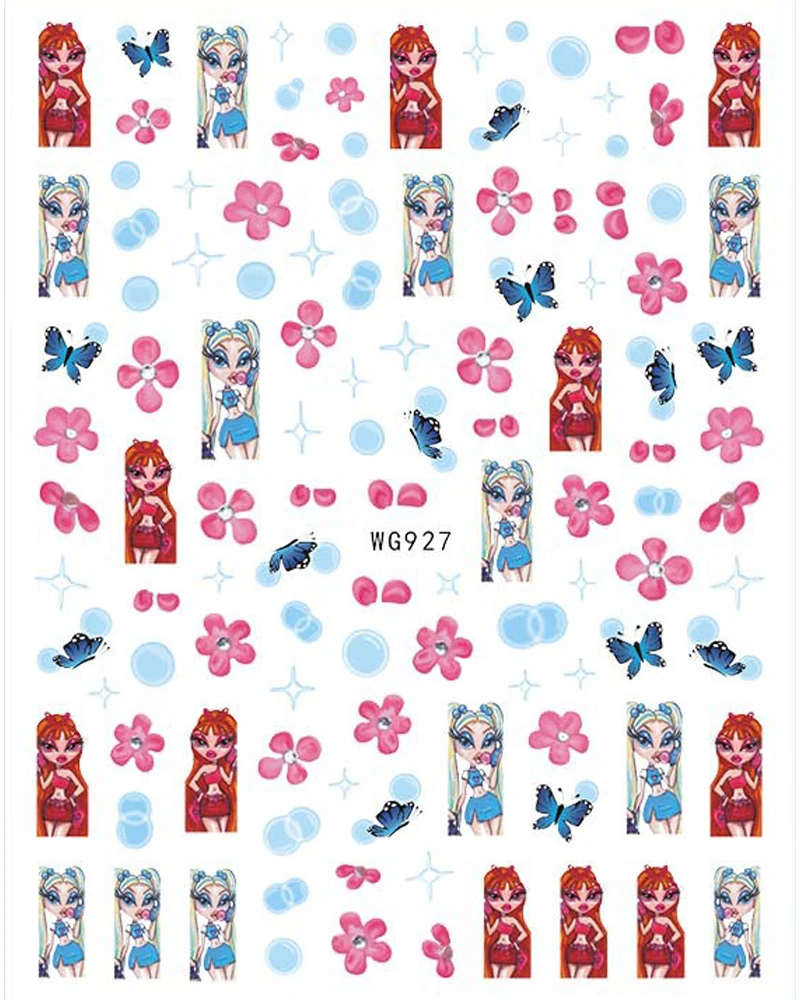 3D Cartoon Girl Series Nail Decals Adhesive Stickers Nail Art Supplies Disney Anime Nail Stickers Nail Decorations Press on Nail