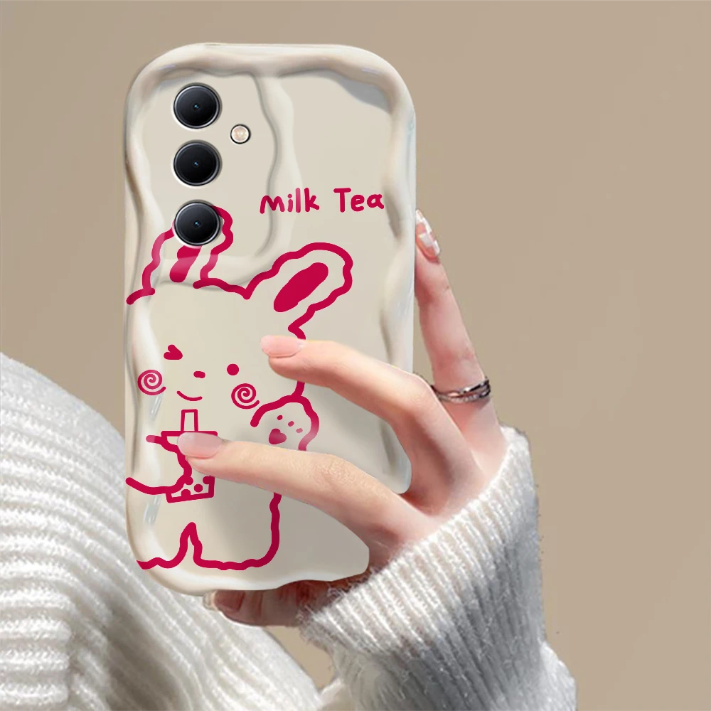 Astronaut Bunny Bear 3D Wave Case For Samsung A73 A72 A71 A55 A54 A53 A35 A34 A33 A25 A24 A23 A15 A14 A13 A05 A04 4G 5G Cover image 5