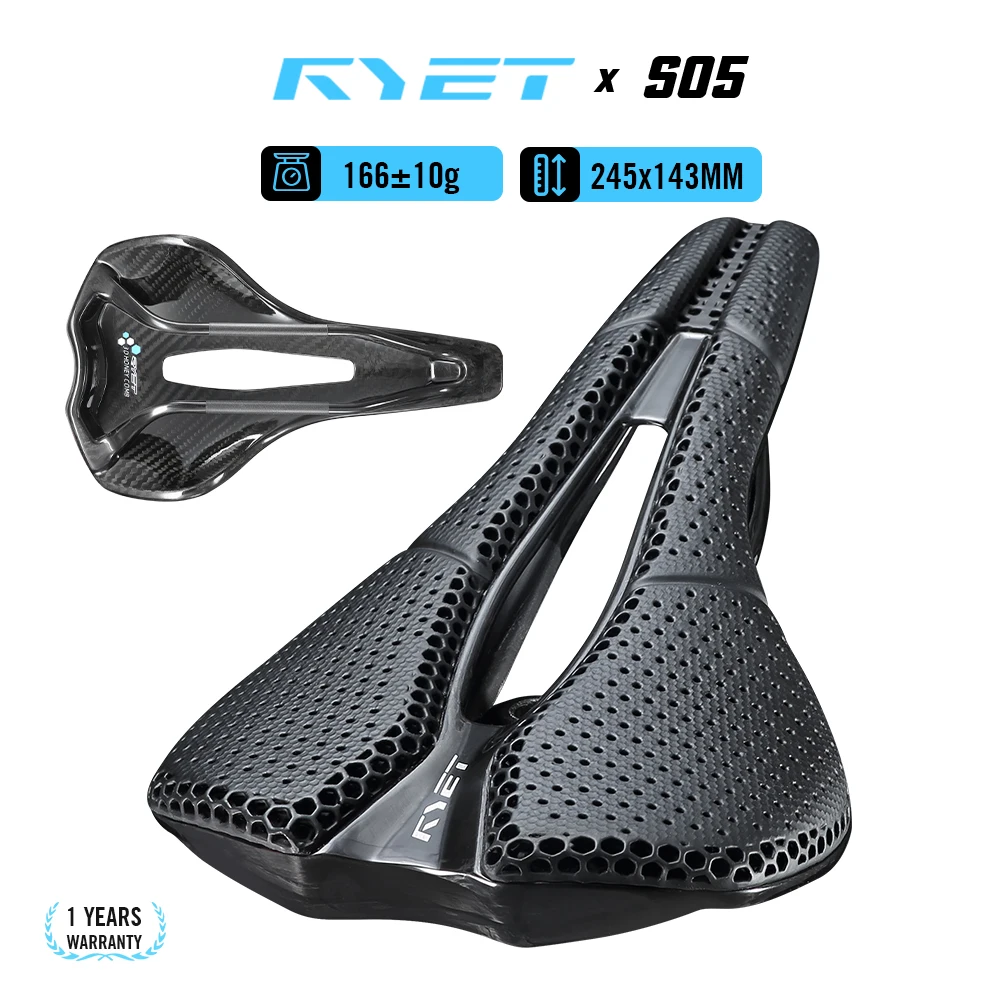 

RYET Full Carbon 3D Printed Bike Saddle 245x143mm Vacuum Padding for MTB Gravel Road Bike Racing Saddle Lightweight Bike Parts