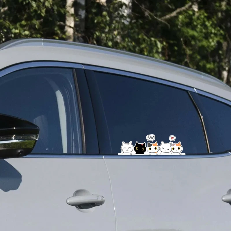 24x7cm Car Sticker Cute Cartoon Cat Vinyl Stickers Waterproof Decals Car Accessories Decor Pegatinas Para Coche