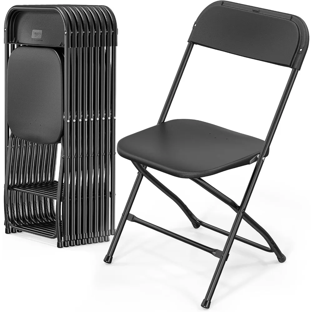 

10 Pack Black Plastic Folding Chairs, Portable Stackable, Steel Frame, 350lb Capacity, for Events, Office, Weddings