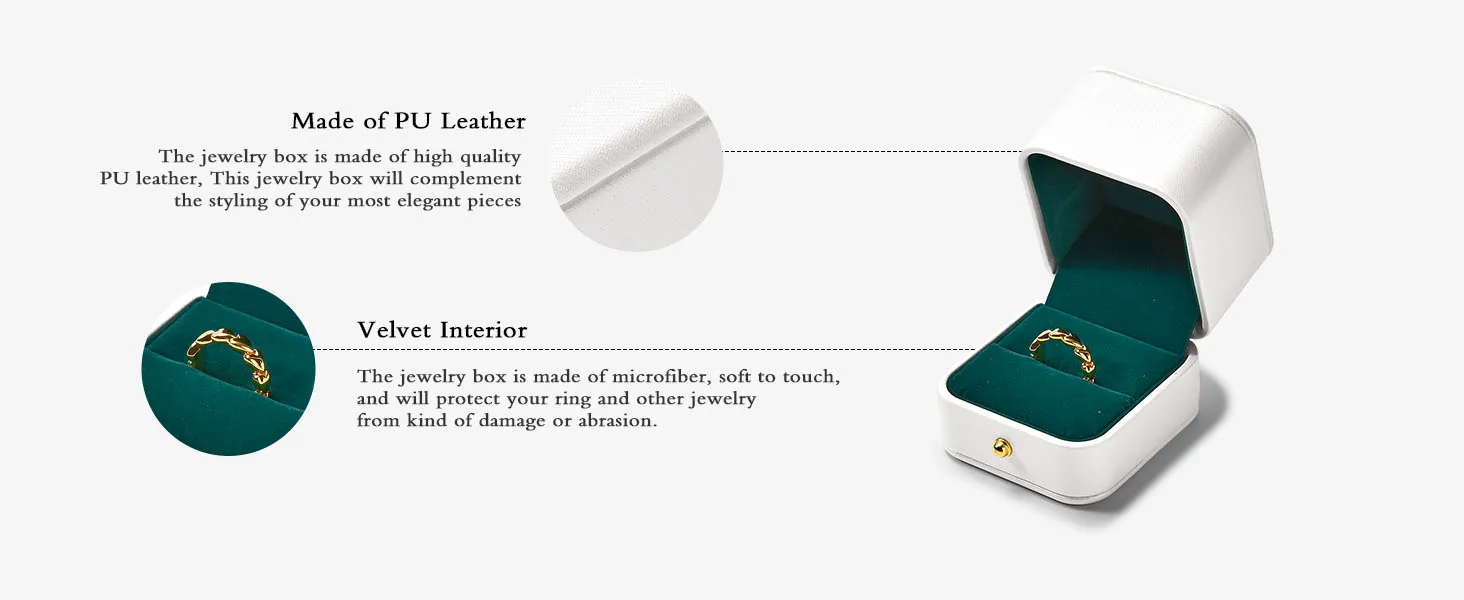 Oirlv Luxuriöse Romantische Leder-Schmuckgeschenkbox Ringbox Halskettenbox Ringverpackung Aufbewahrungsbox Ring-Organizer für Hochzeitsdekoration – Detail 13