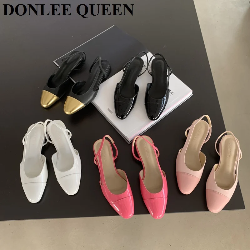 Classic Elegant Mixed Color Slingback Sandals Women Elastic Band Back Strap Flat Ballet New Design Shoes Brand Mule Office Mujer