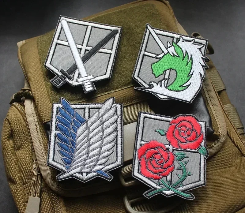 

Attack on Titan Patches Anime Wings of Liberty Military Tactical Decal Japan Morale Badge Backpack Embroidered Hook&Loop Sticker