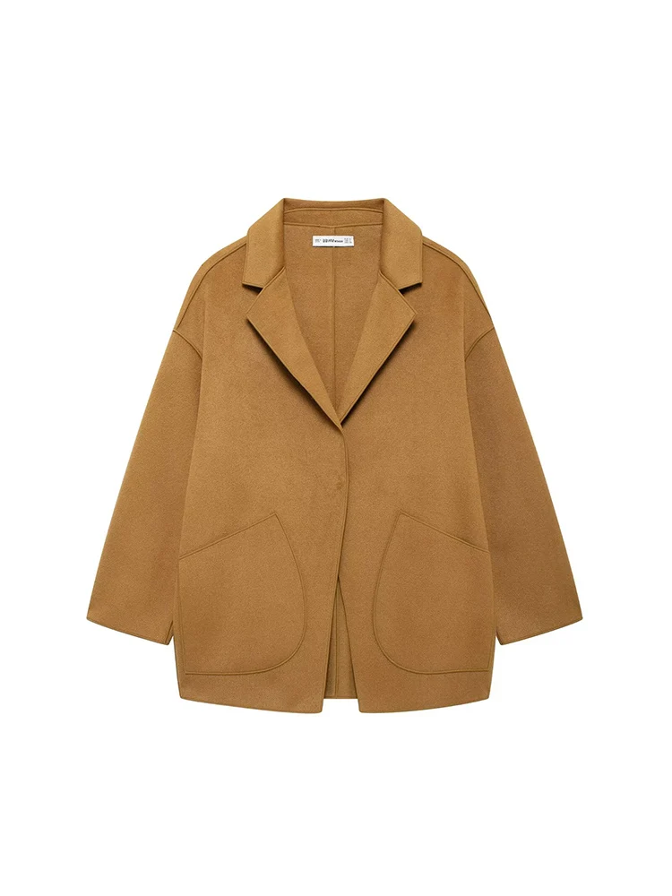 

Новое женское свободное универсальное двустороннее шерстяное пальто в европейском и американском стиле 2025 года, осень и зима