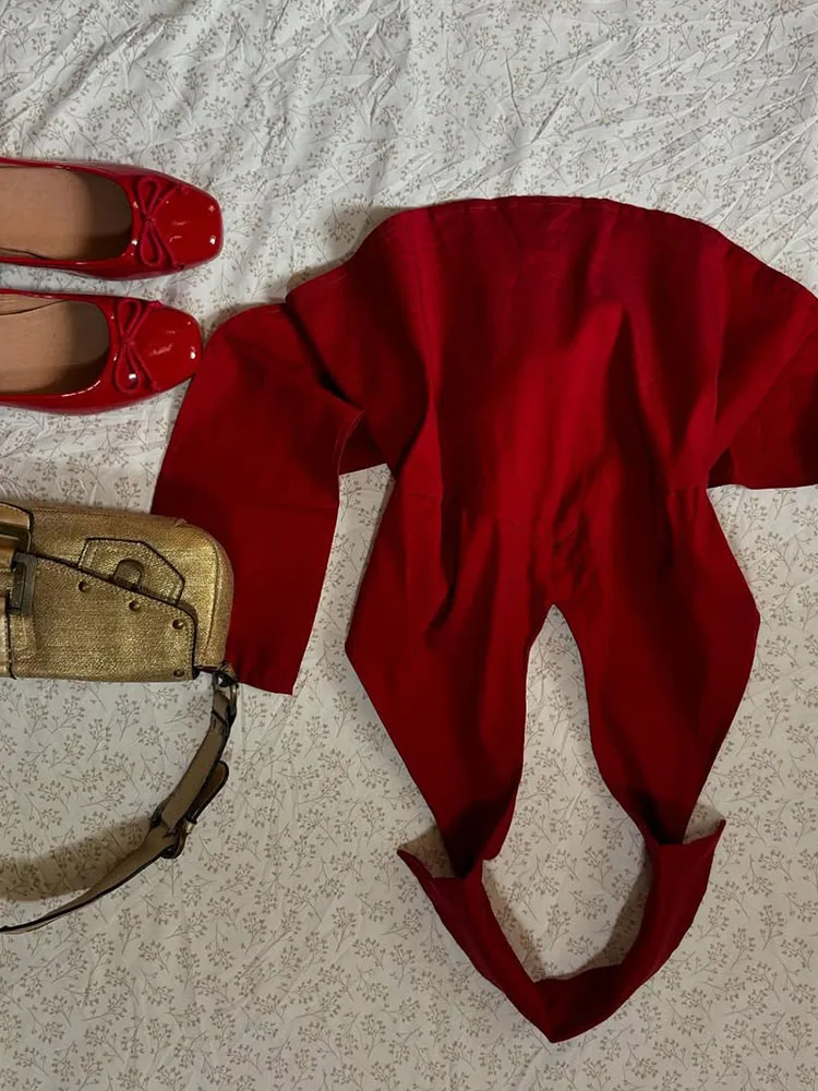 

Original Design Spicy Girl Red Ne Hanging Strap Top Unique Faionable Vintage Sle Cotton Blend Commute Sle Women's Vest