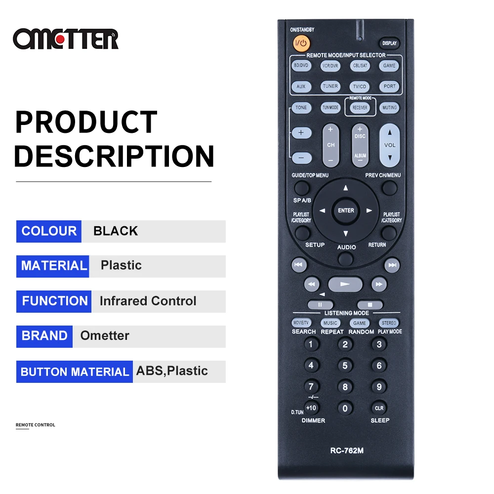 New RC-762M for Onkyo ht-r380 Remote Control AV Receiver HT-R290 HT-R390 HT-R538 TX-SR308 HT-S3400 HT-RC230 AVX290