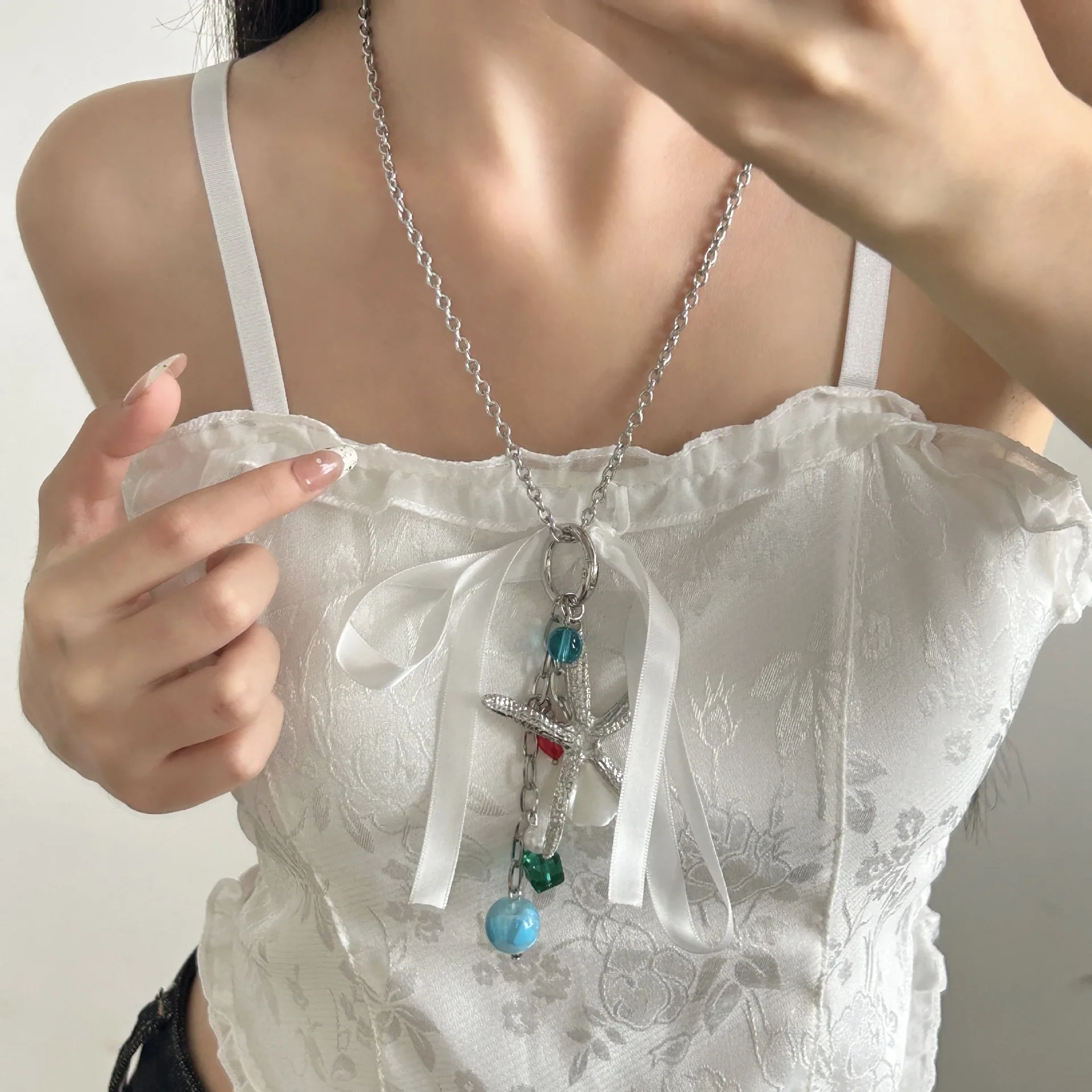 

High-end Adjustable Starfish Beach Bracelet Shell Starfish Necklace Alloy Ornaments Tassel Necklace for Women Necklace Gift